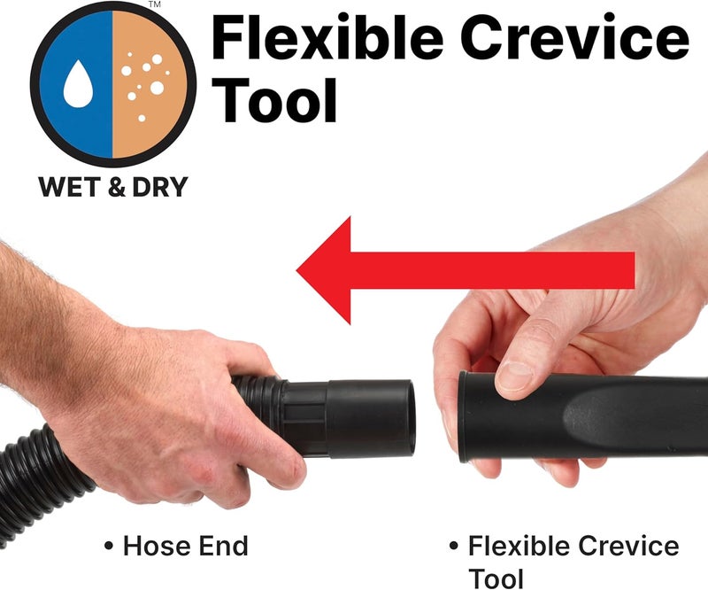 SHOPVAC Shop 9017900 Flexible Crevice Tool, 1.25 Inch Diameter x 12 Inch Length, Accessing Tight Spaces and Corners, (1-Pack) - Image 4